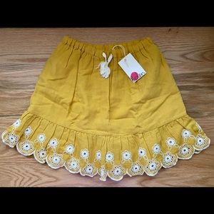 NWT Boden Toddler Yellow Embroidered Skirt, 3-4